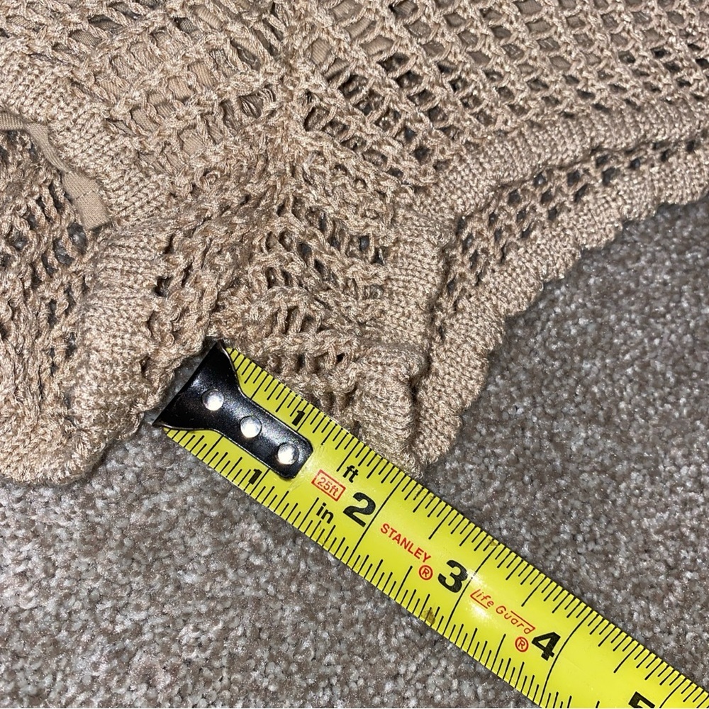 Ocean Drive Crochet Shorts With Built In Lining Size S Tan Scalloped Edges Gold - Picture 8 of 8